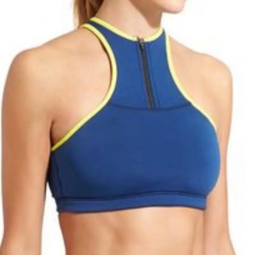 Derek Lam Athleta Neoprene Sports Bra Wetsuit High Neck Zipper Racer Back S